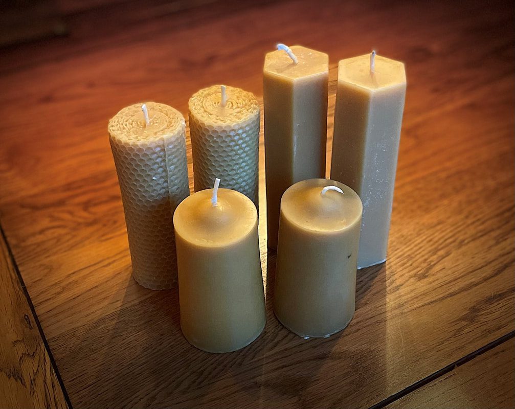Pure beeswax candles from Bramble Farm Bees